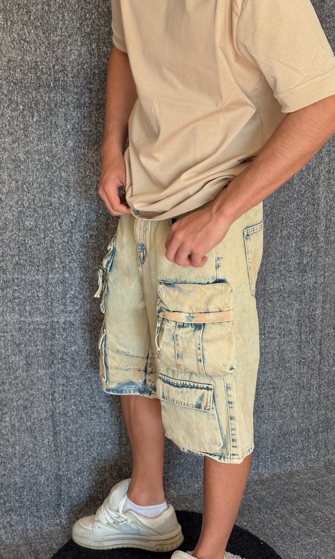 JEANS CORTI CARGO-SAND