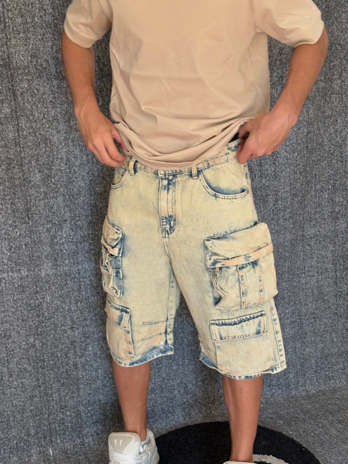 JEANS CORTI CARGO-SAND