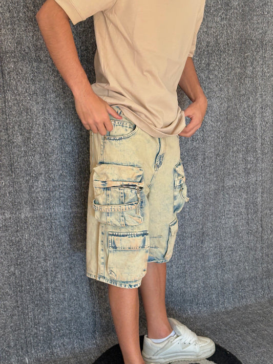 JEANS CORTI CARGO-SAND