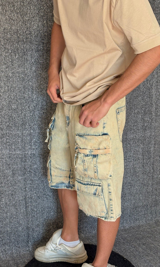 JEANS CORTI CARGO-SAND